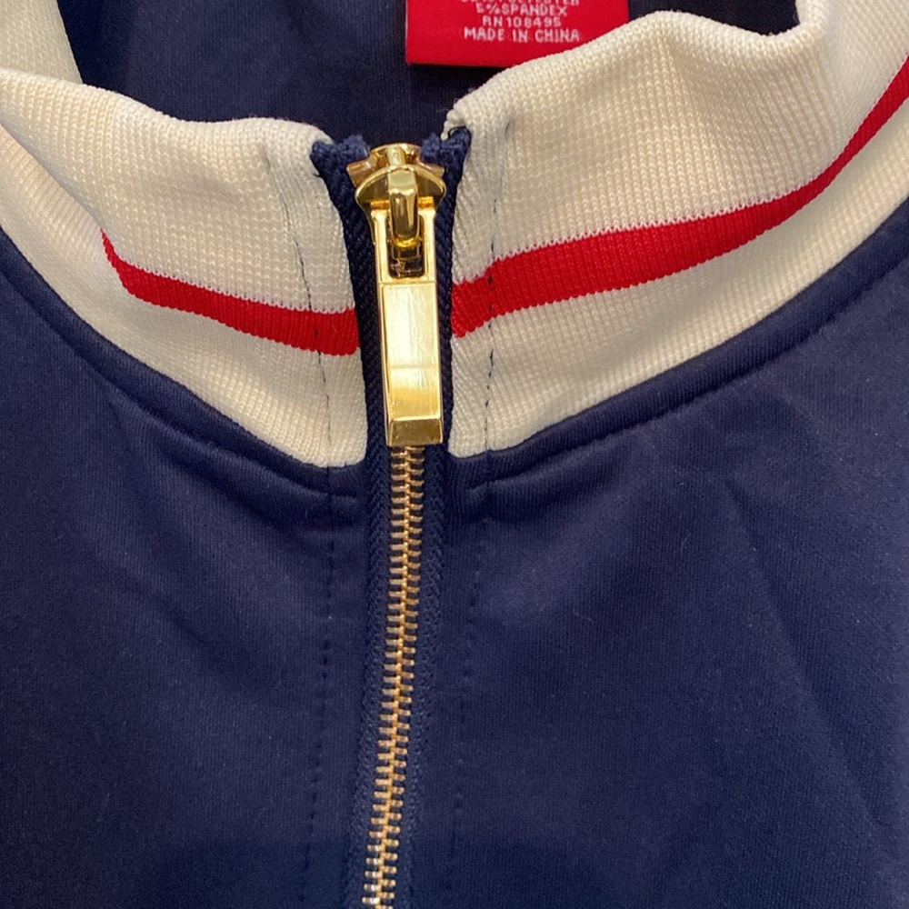 Victorious Retro Style Tracksuit Jacket Navy Blue w/White and Red Trim Size 3XL - Picture 10 of 13